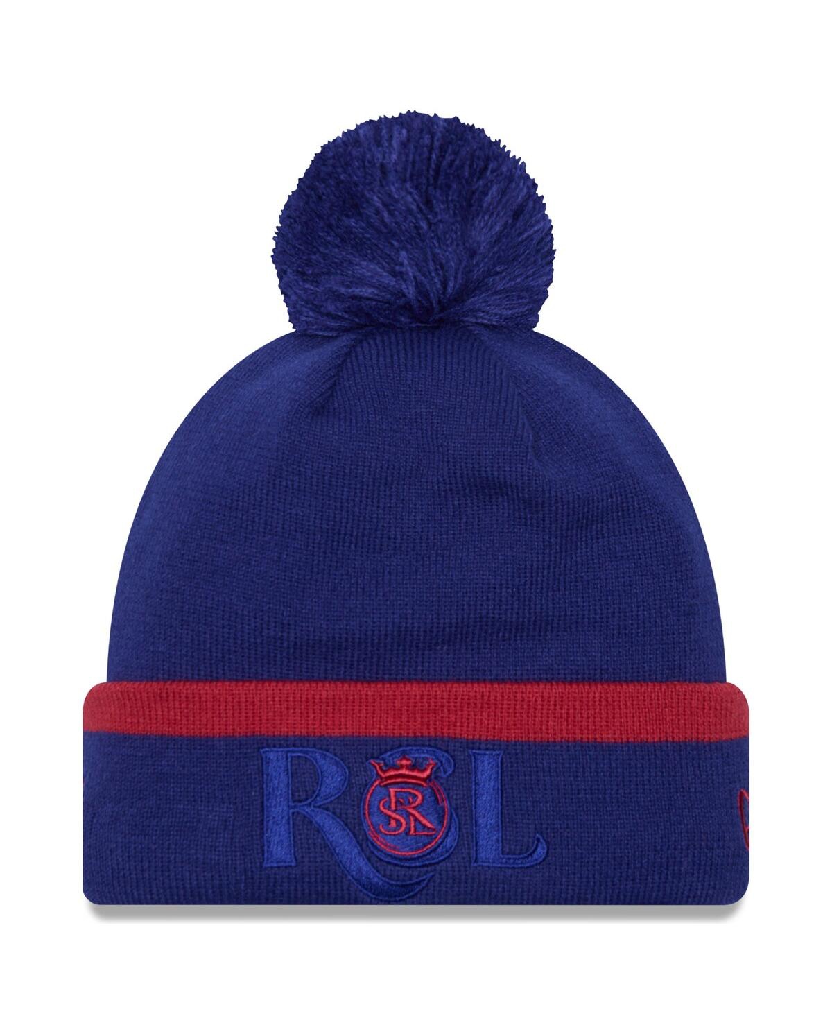 Shop New Era Men's  Blue Real Salt Lake Wordmark Kick Off Cuffed Knit Hat With Pom
