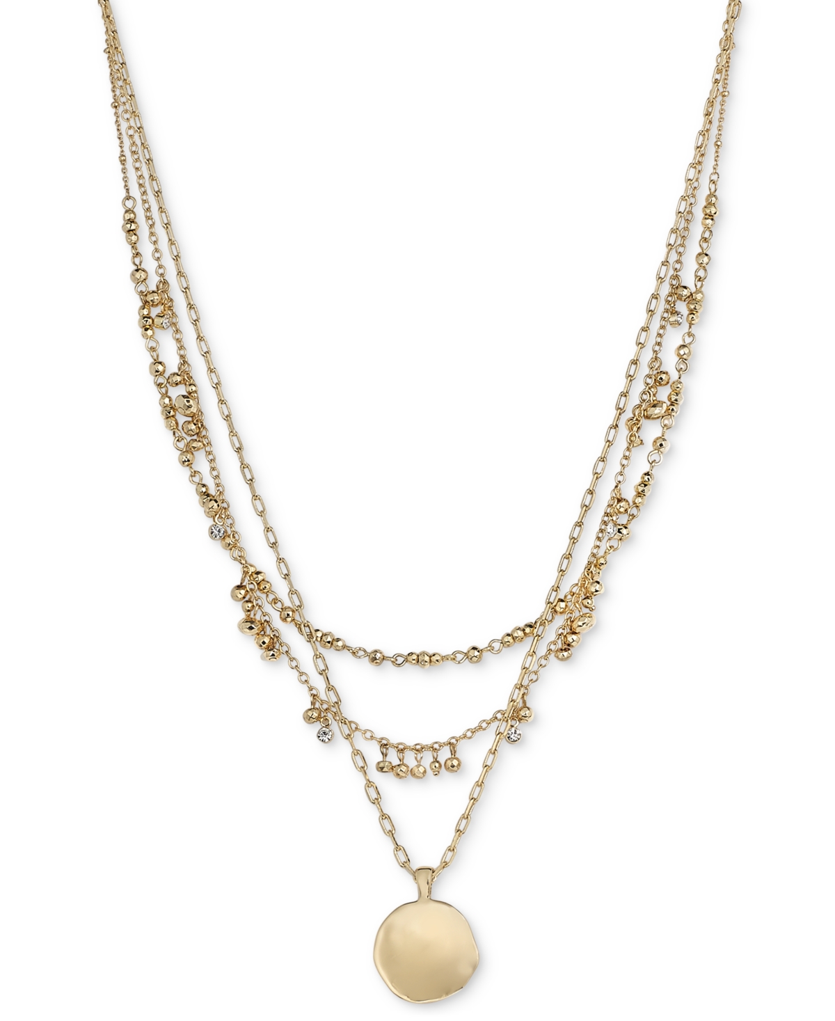 Style & Co Layered Beaded Pendant Necklace, Macy's Exclusive In Brown