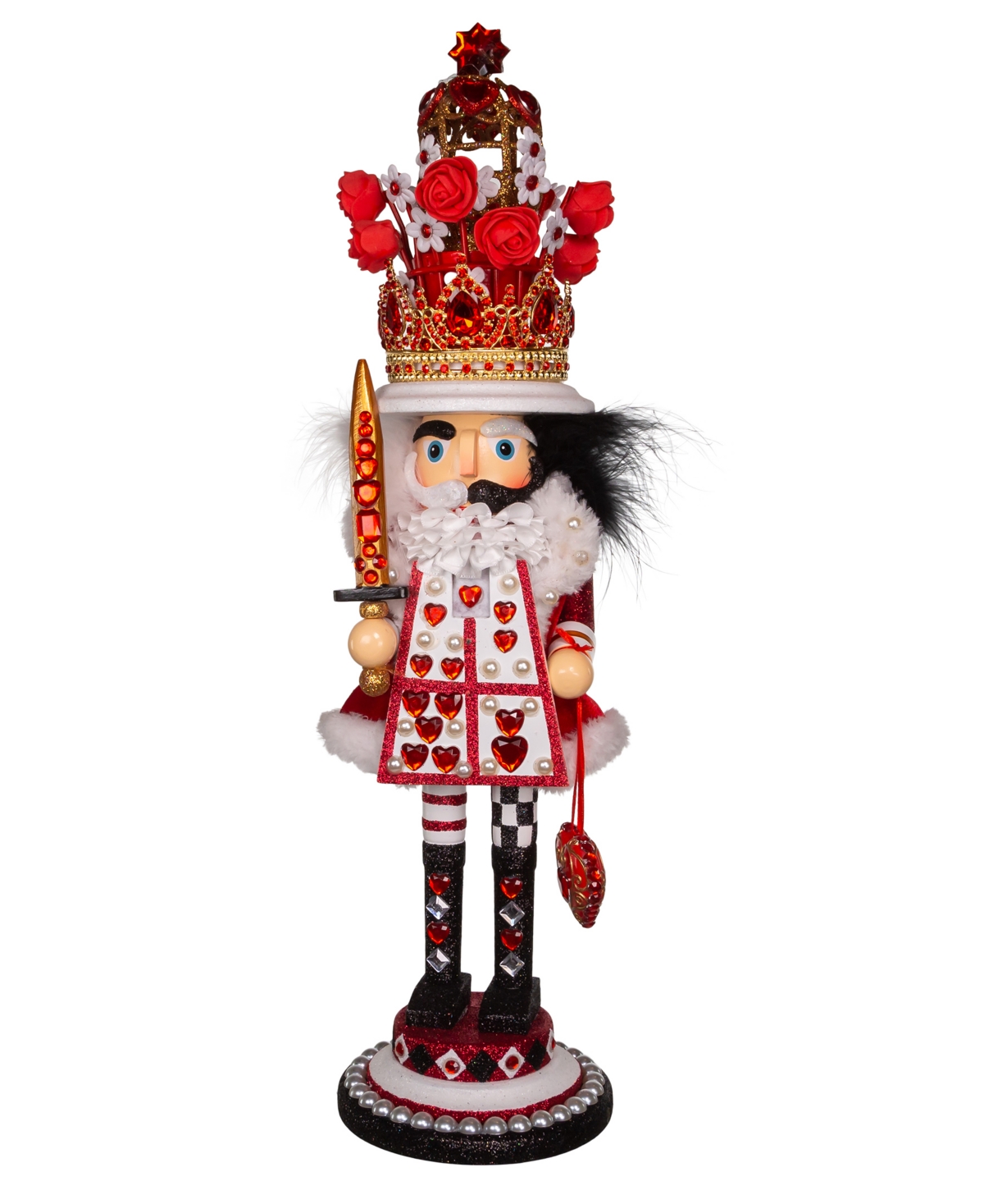 Kurt Adler 18" Hollywood King Of Hearts Nutcracker In Clear