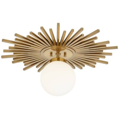 Hazel Modern Ceiling Light Semi Flush Mount Fixture 24" Wide Warm Brass White Globe Shade for Bedroom Kitchen Living Room Hallway