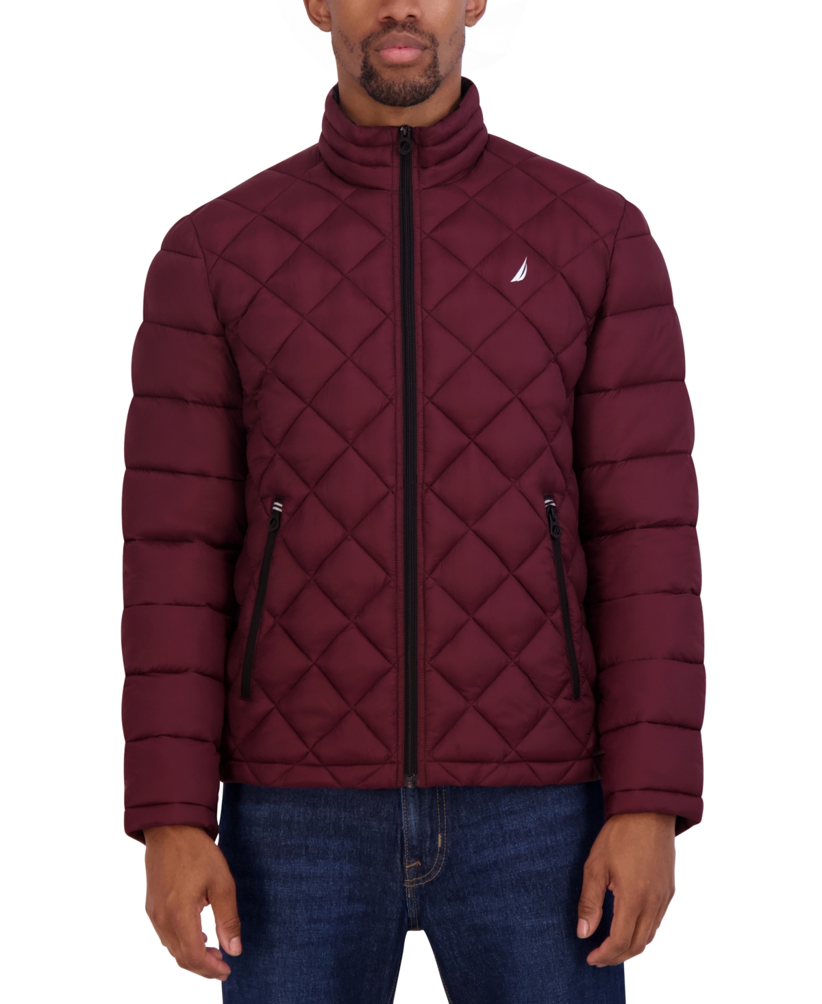Nautica Men's Featherweight Quilted Jacket In Bold Burgundy
