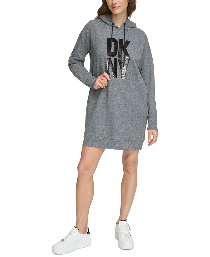 DKNY Women's Sequin Logo Hoodie Dress - Macy's