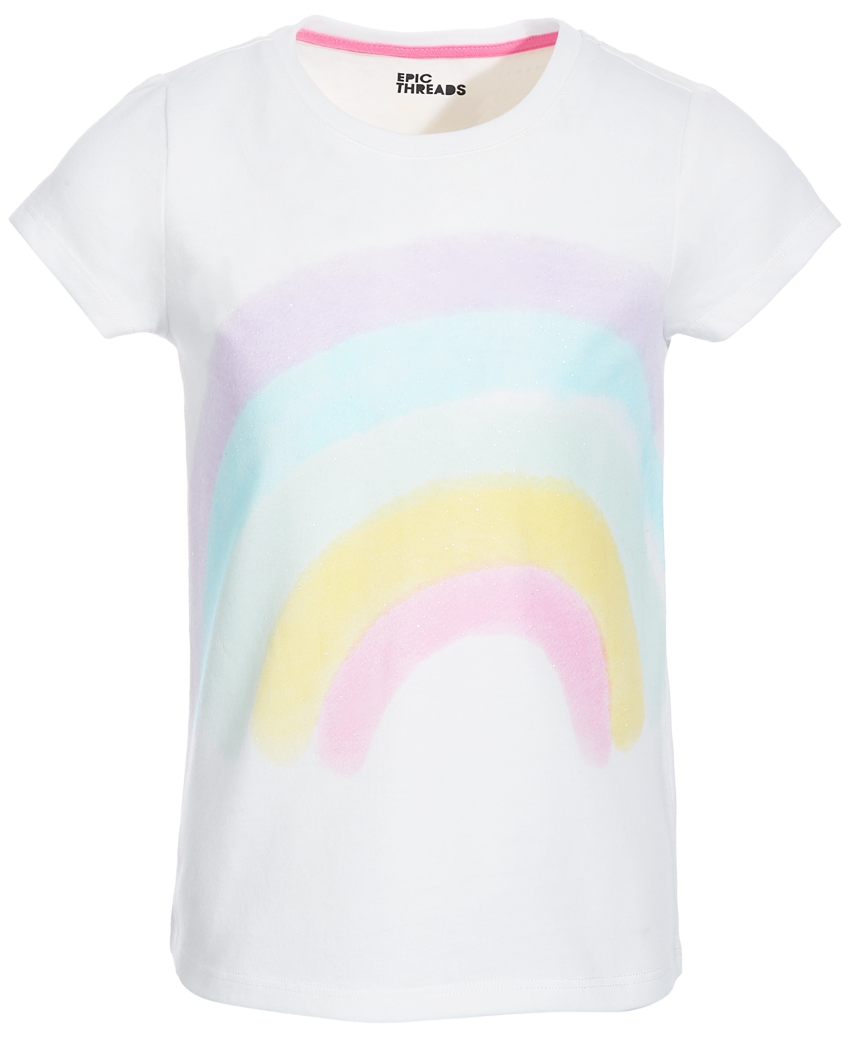 Epic Threads Kids' Toddler & Little Girls Rainbow Graphic T-shirt, Created For Macy's In Angel White