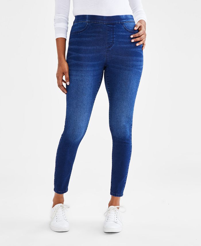 DKNY Jeans Leggings Black Faux Front Pockets Medium Women
