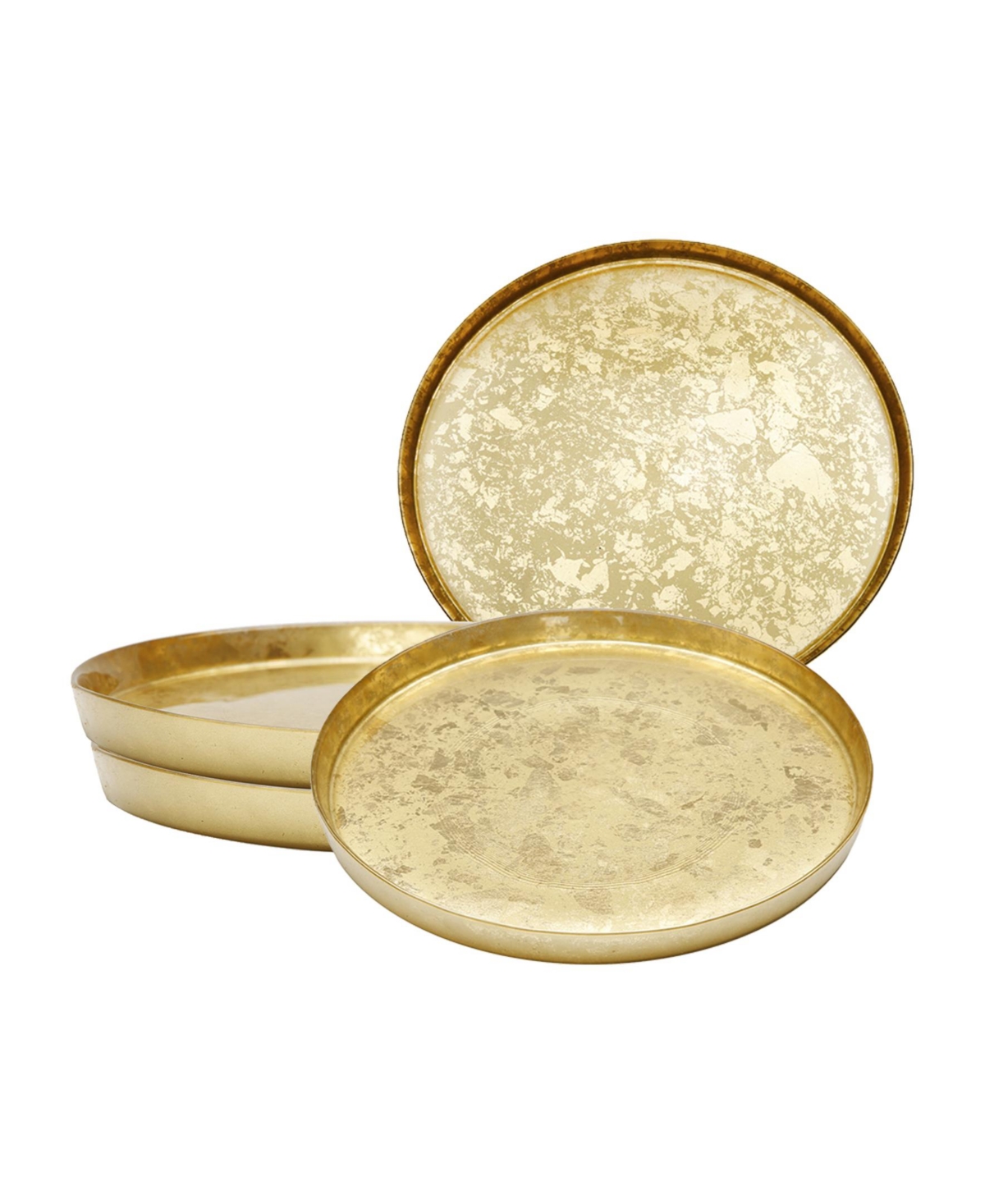 8.25" Gold Gliter Salad Plates with Rasied Rim 4 Piece Set, Service for 4 - Gold