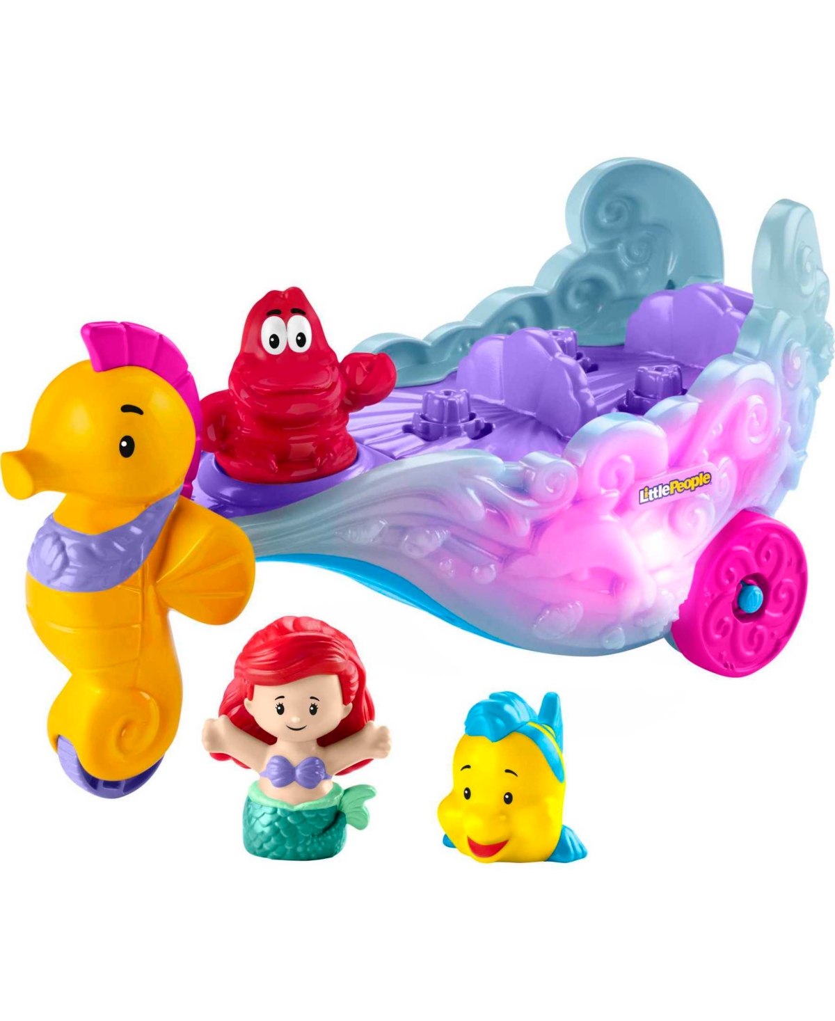 Fisher Price Kids' Little People Disney Princess Ariel And Flounder Toddler Toys, Carriage With Music And Lights In Multi-color