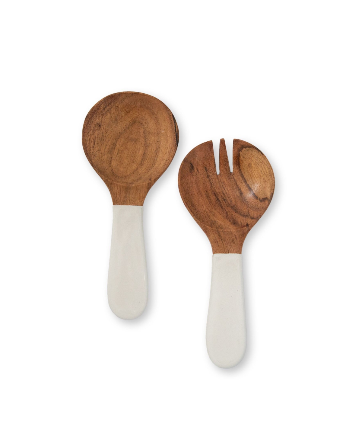 Jeanne Fitz Wood Plus Collection Acacia Wood Salad Servers In Brown And White