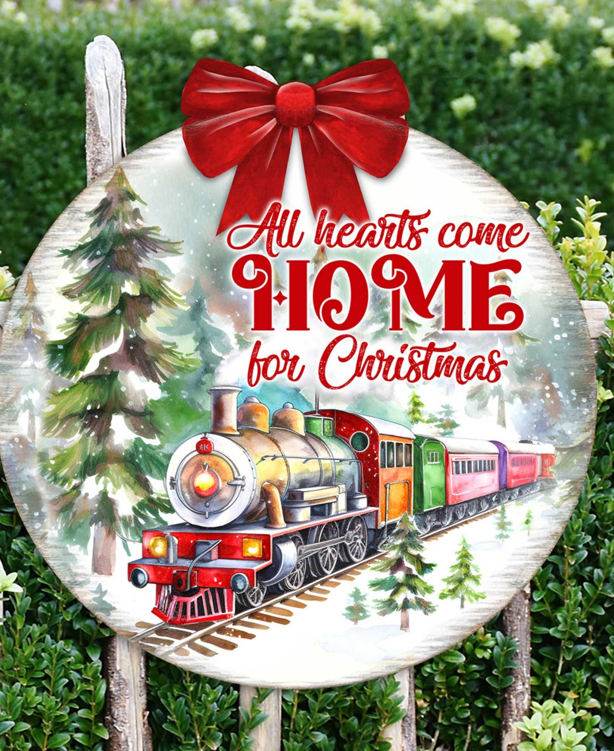 Designocracy All Hearts Come Home For Christmas Wooden Door Decor Welcome Sign G. Debrekht In Multi Color