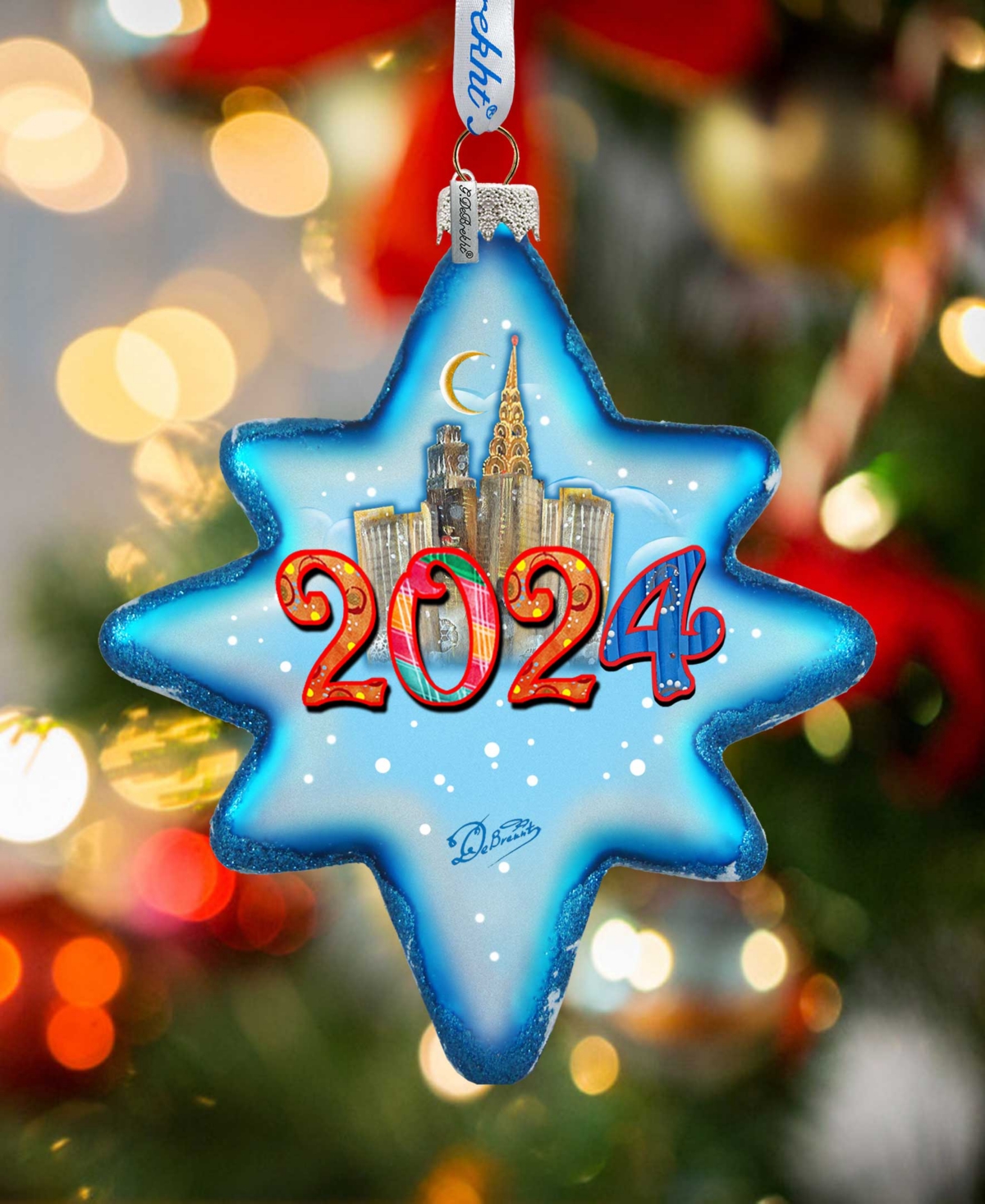 DESIGNOCRACY 2024 DATED STAR CHRISTMAS MERCURY GLASS ORNAMENTS G. DEBREKHT 
