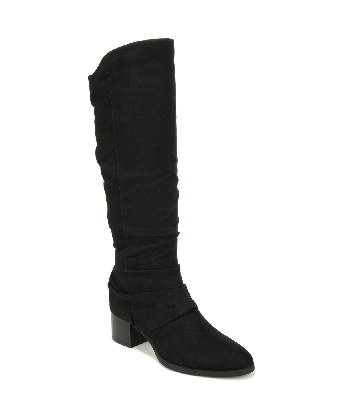 Delilah Wide Calf Knee High Boots - Black Microsuede