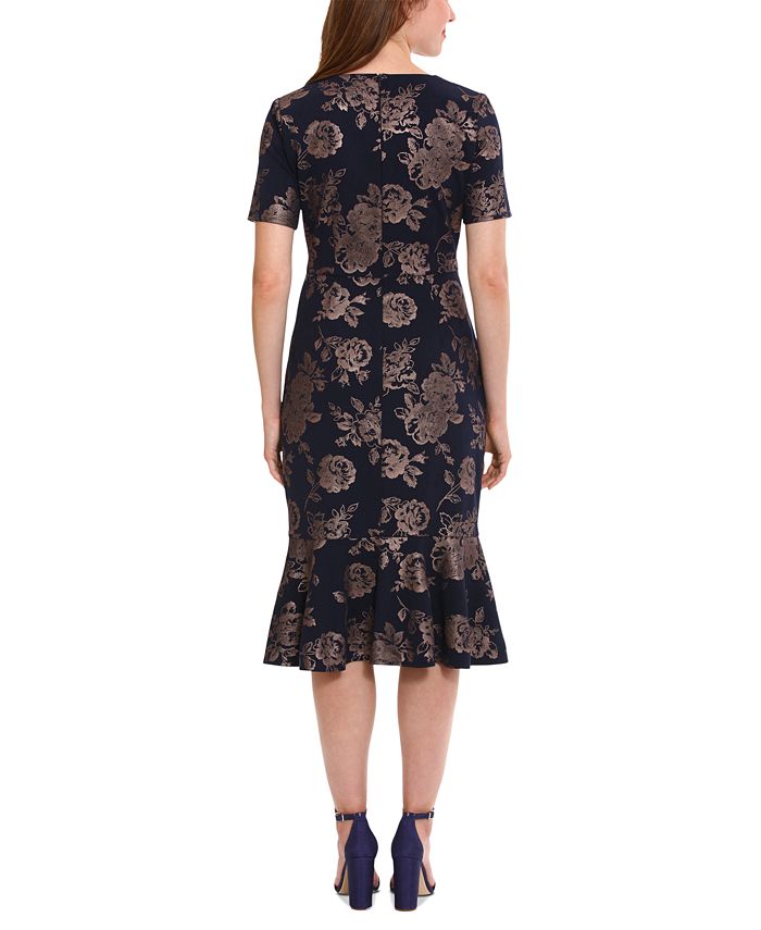 London Times Women's VNeck ScubaCrepe Midi Dress Macy's