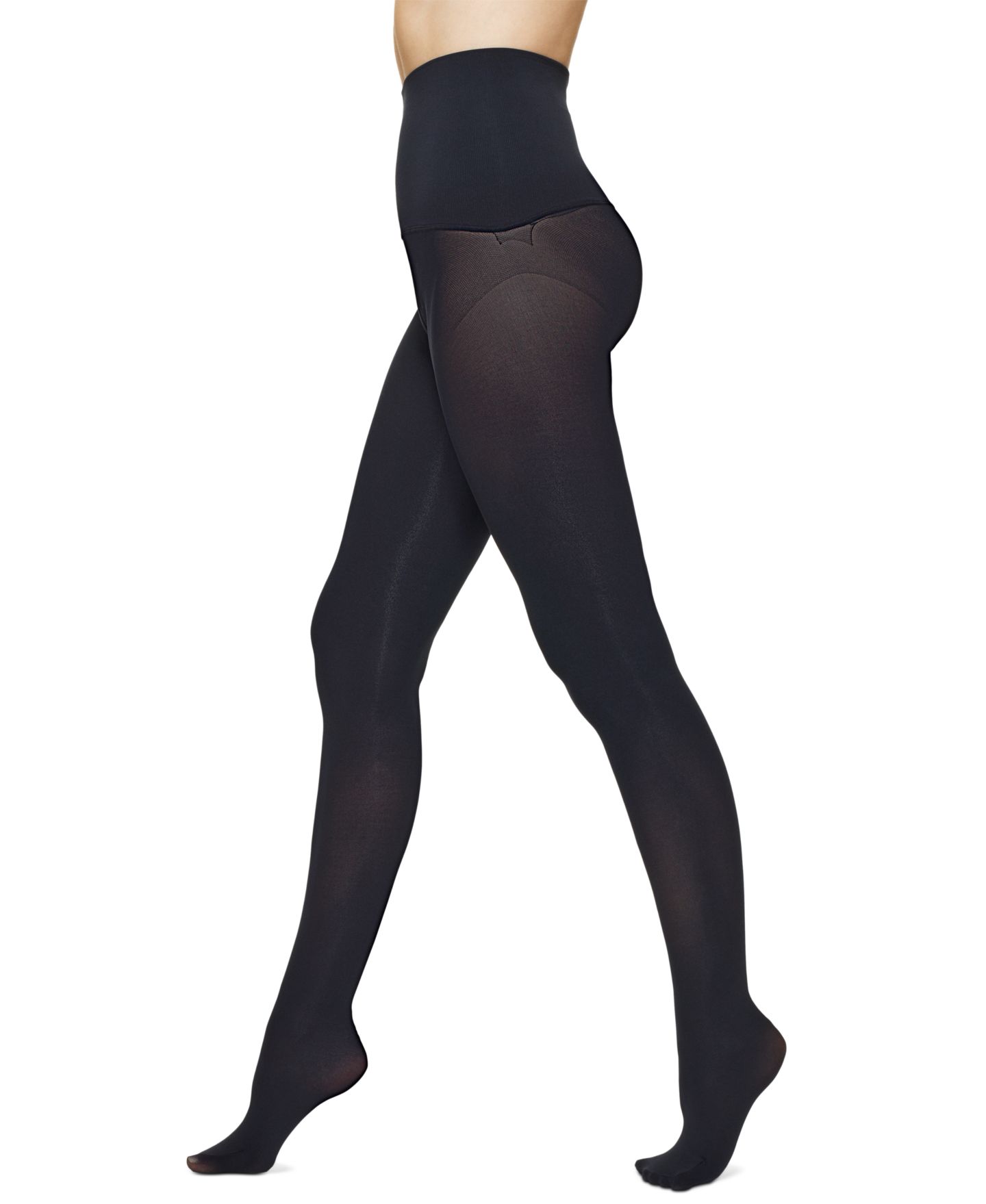 Женские леггинсы Hue Yoga Waistband Ribbed-Front Tights U23309, цвет: Чёрный — фото 1