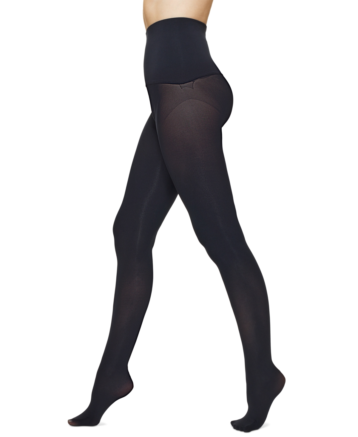 Shop Hue Women's Yoga Waistband Ribbed-front Tights In Black
