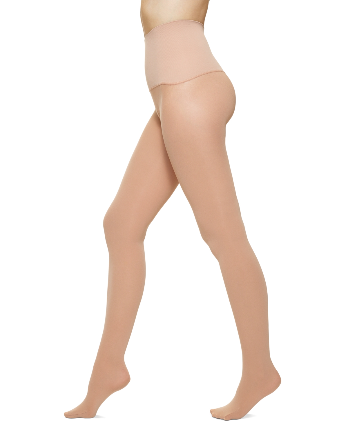 Women's Yoga Waistband Ribbed-Front Tights - Natural