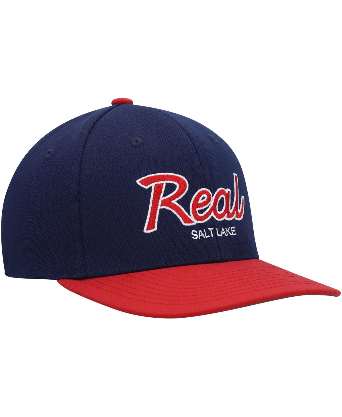 Mitchell & Ness Men's  Navy Real Salt Lake Team Script 2.0 Stretch Snapback Hat In Navy