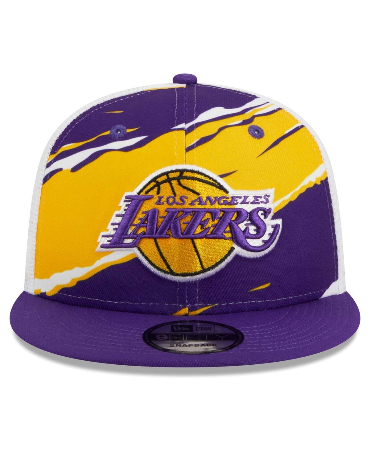 New Era Men's  Purple, White Los Angeles Lakers Tear Trucker 9fifty Adjustable Hat In Purple,white