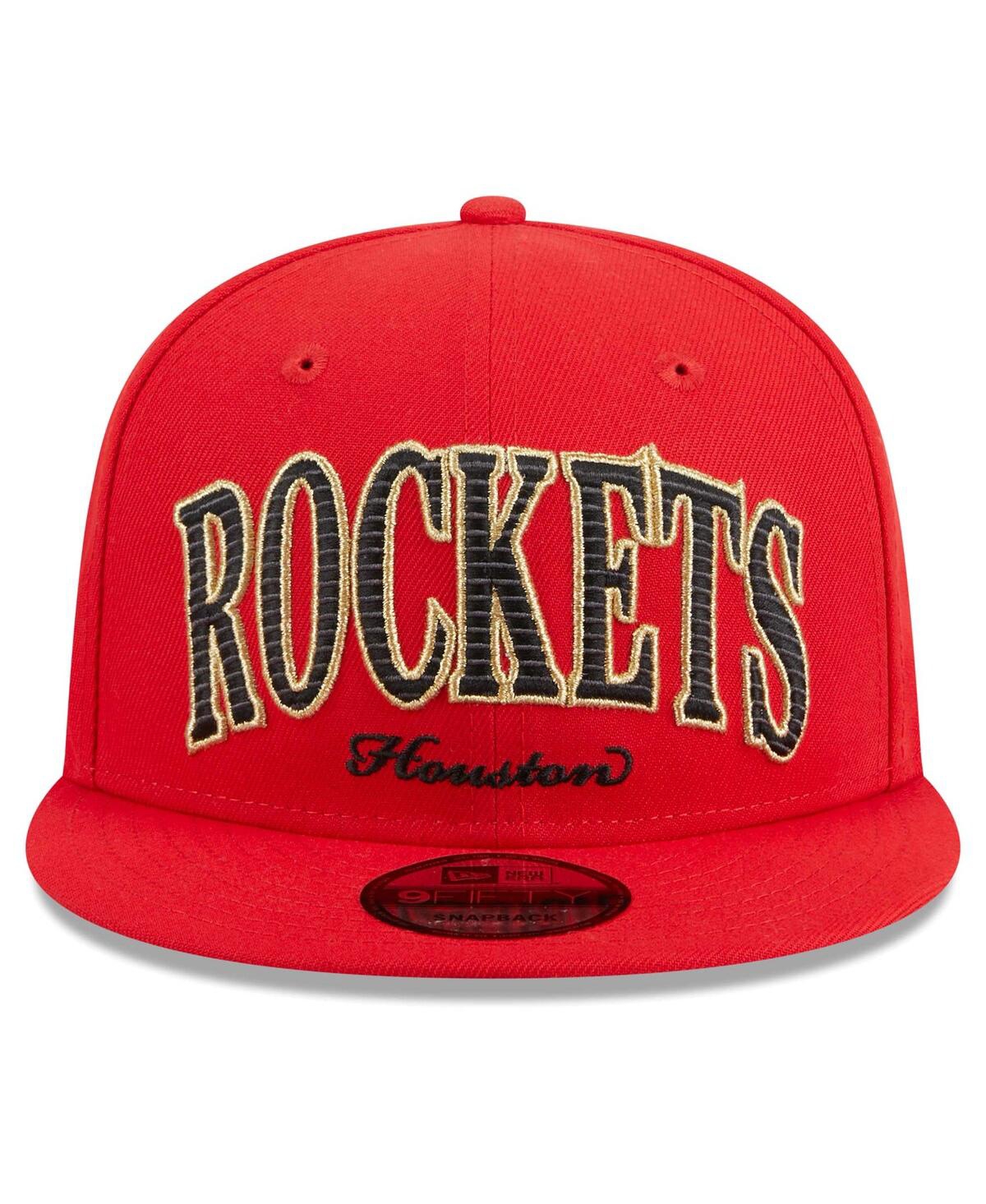 Men's New EraHouston Rockets Golden Tall Text 9FIFTY Snapback Hat - Red