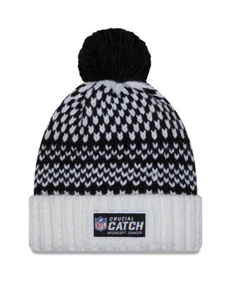Women's Black, White Las Vegas Raiders 2023 NFL Crucial Catch Cuffed Pom Knit Hat