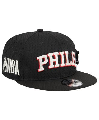 Men's Black Philadelphia 76ers Post-Up Pin Mesh 9FIFTY Snapback Hat