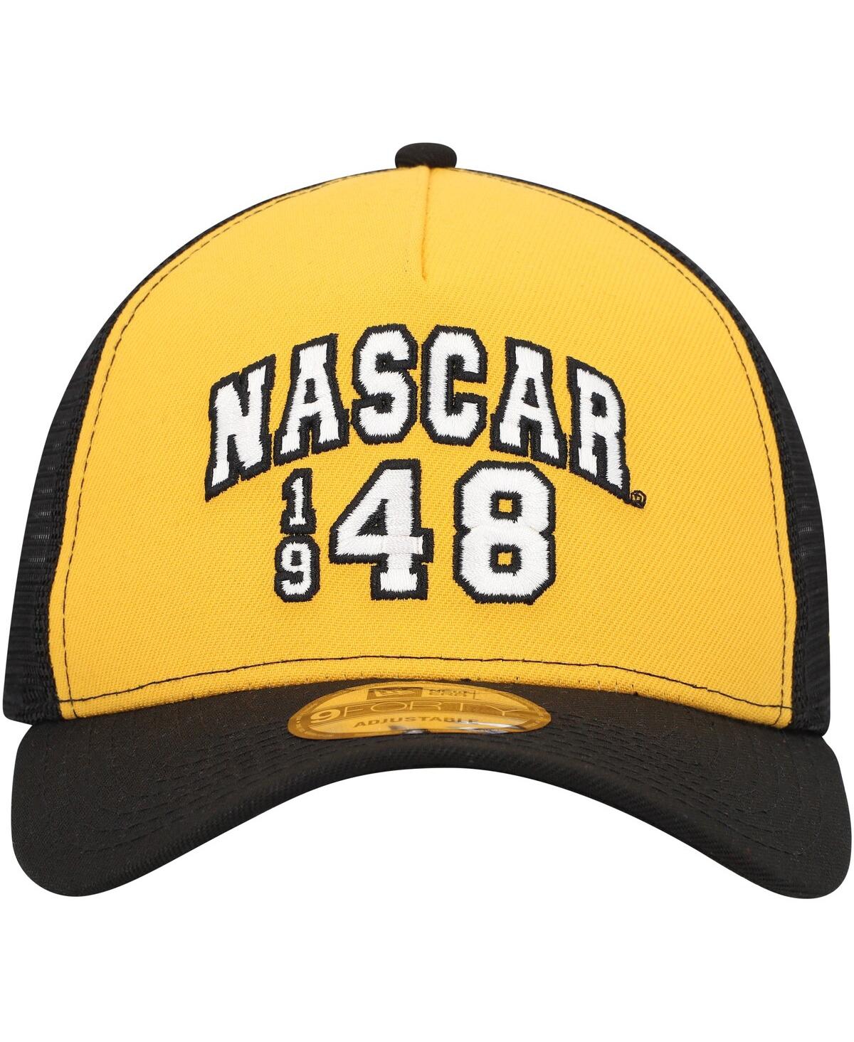 Men's New Era Black Nascar 9FORTY A-Frame Trucker Snapback Hat - Black