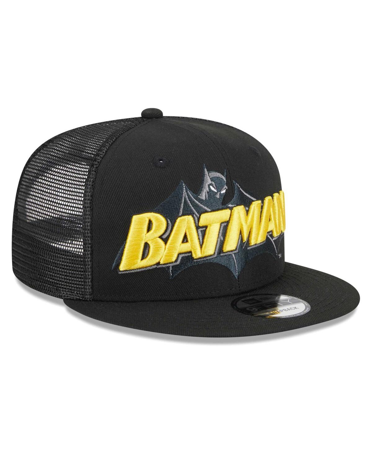 NEW ERA MEN'S NEW ERA BLACK BATMAN TRUCKER 9FIFTY SNAPBACK HAT 