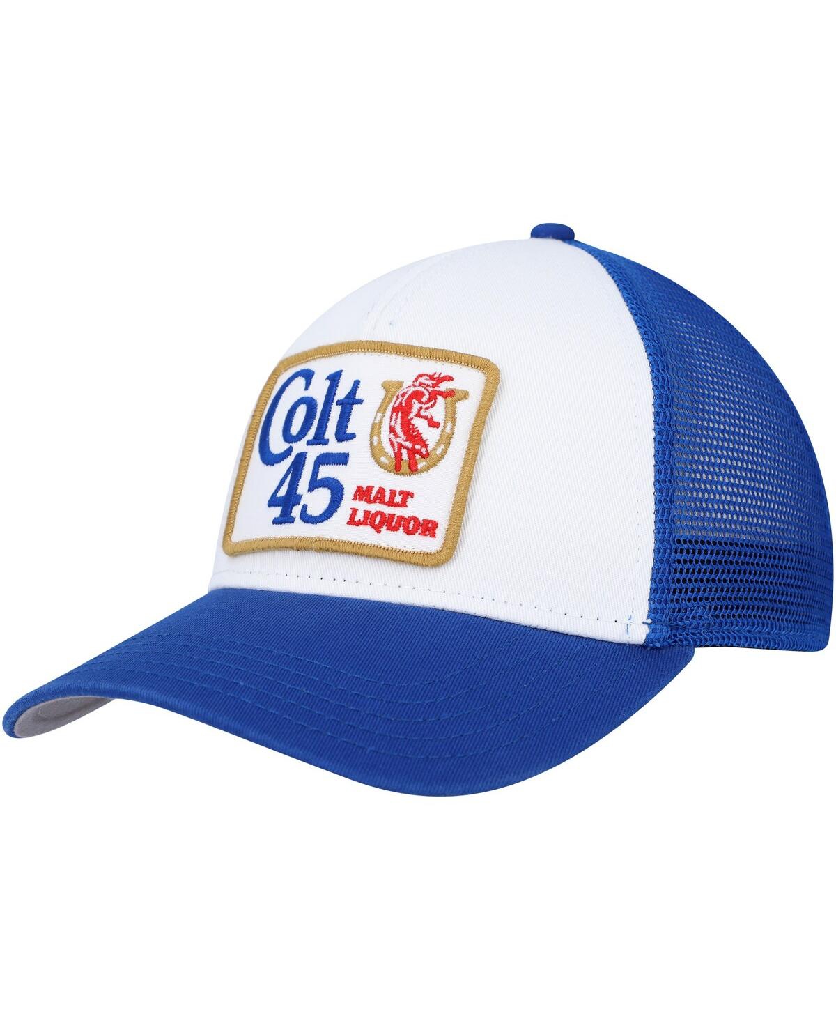 American Needle Men's  White, Blue Colt 45 Valin Trucker Snapback Hat In White,blue