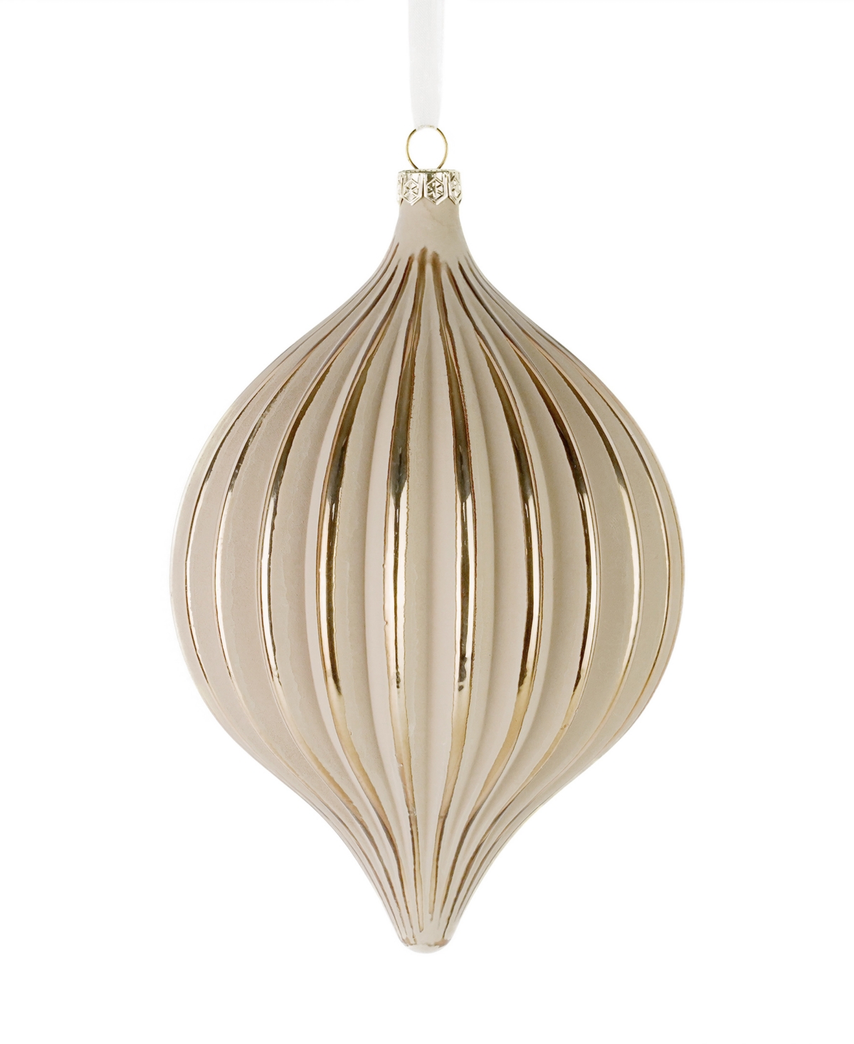 Gesso Onion Glass Ornament 120 Millimeter, Set of 3 - Shitake