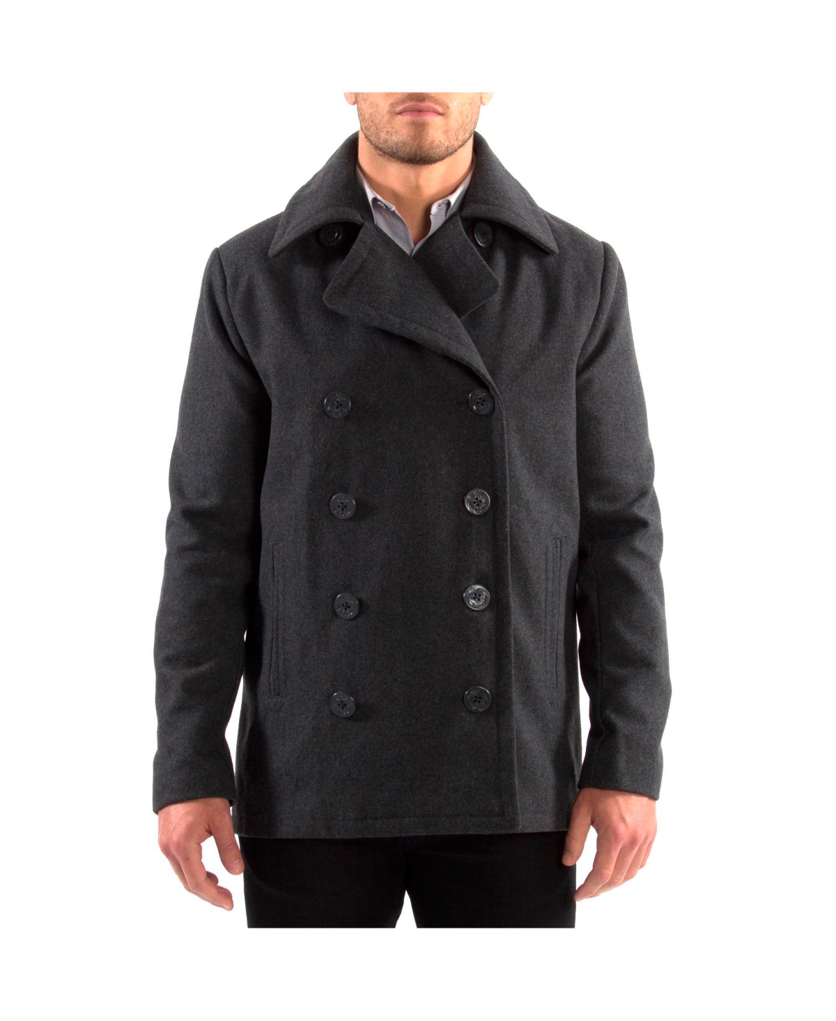 Alpine Swiss Men's Mason Wool Blend Pea Coat Jacket Double Breasted Dress Coat
