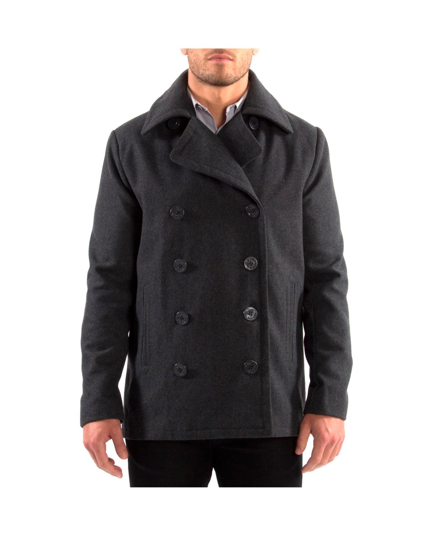 Mason Mens Wool Blend Pea Coat Jacket Double Breasted Dress Coat