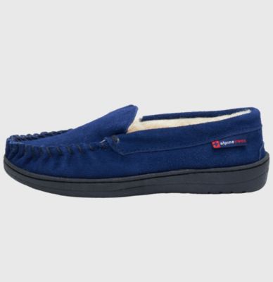 Men's Moccasin Slippers Genuine Suede House Shoe Memory Foam Insole Plush Faux Shearling Lining Comfy Indoor Outdoor Anti-Slip Rubber Sole