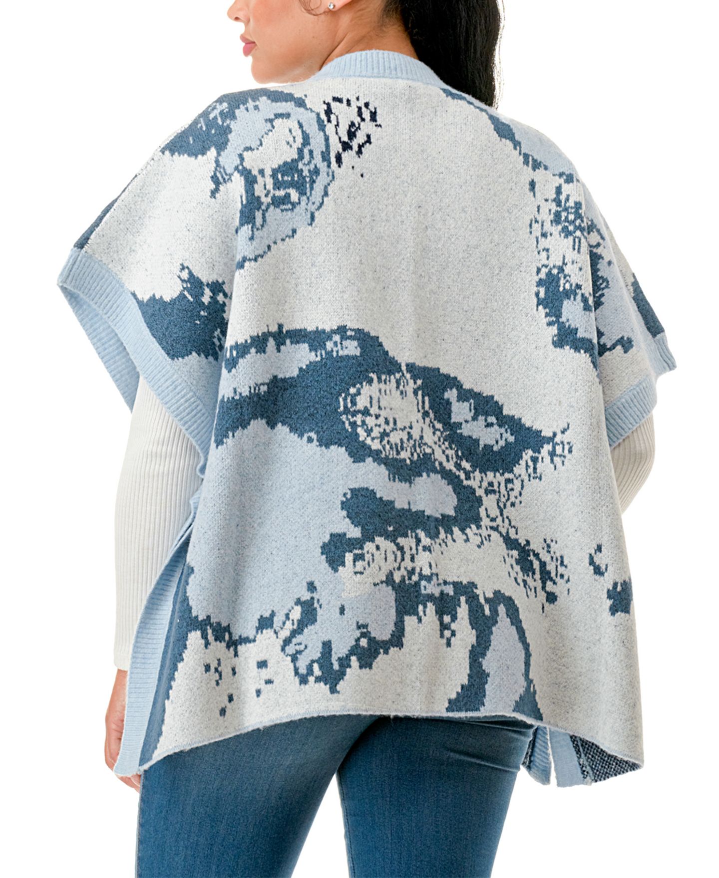 Женский шарф Marcus Adler Abstract Print Knit Topper, цвет: Синий — фото 2
