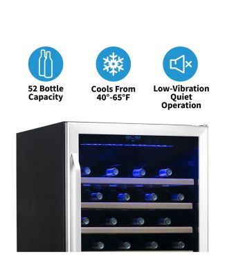 24" Built-In 52 Bottle Compressor Wine Fridge in Stainless Steel with Precision Digital Thermostat and Premium Beech Wood Shelves