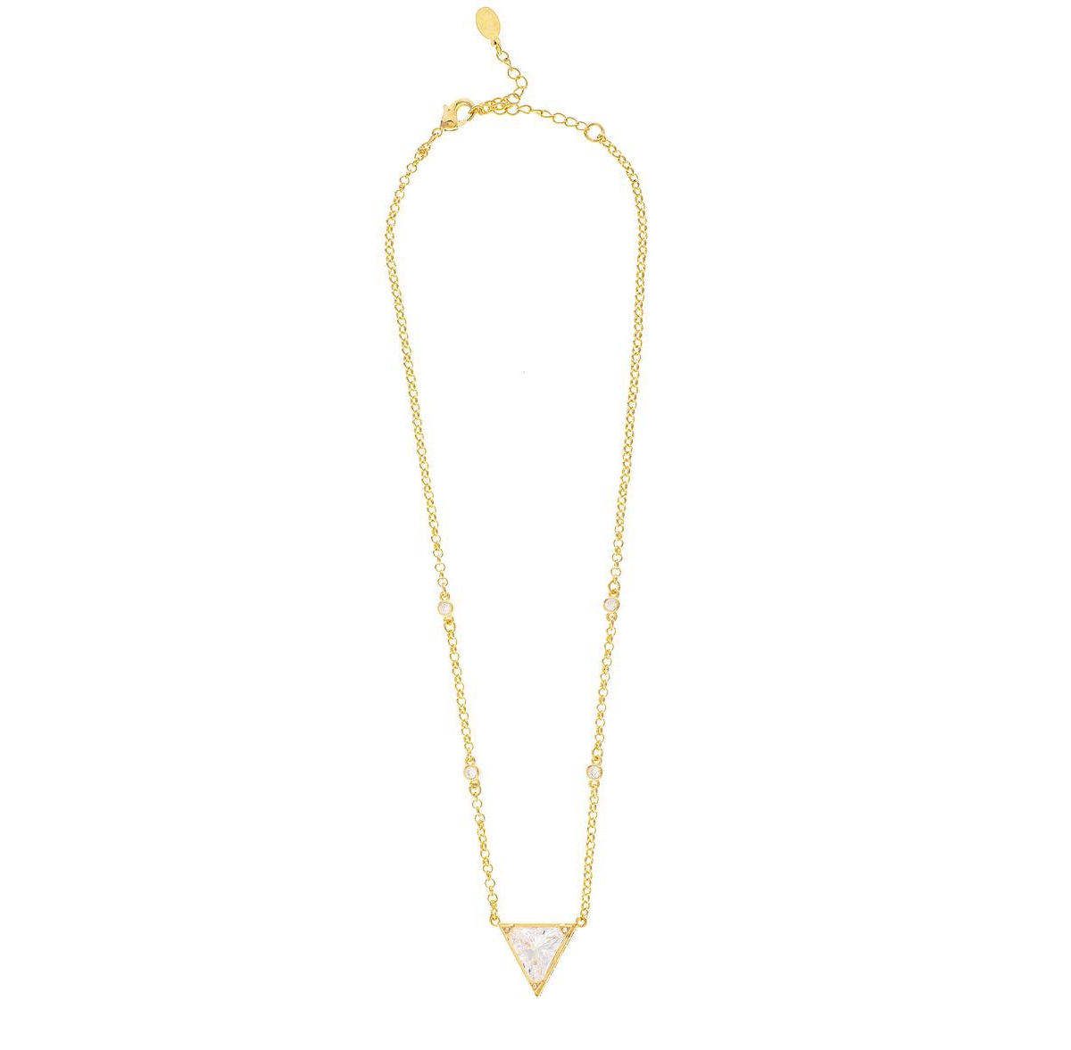 Triangle Cubic Zirconia Accent Necklace - Gold with clear cubic zirconia