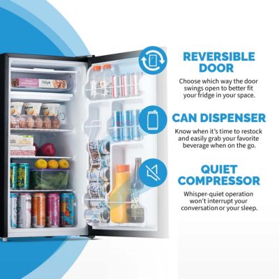 3.3 Cu. Ft. Compact Mini Refrigerator with Freezer, Can Dispenser