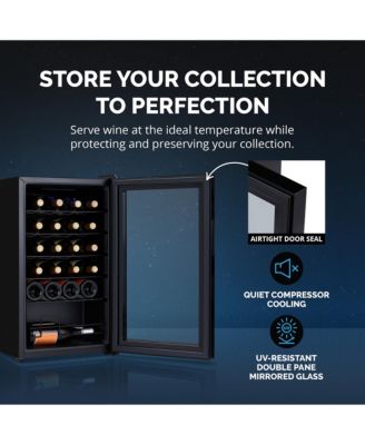 Shadow Series Wine Cooler Refrigerator 24 Bottle, Freestanding Mirrored Wine Fridge with Double-Layer Tempered Glass Door & Compressor Cooling for Reds, Whites, and Sparkling Wine, 41f-64f Digital Temperature Control