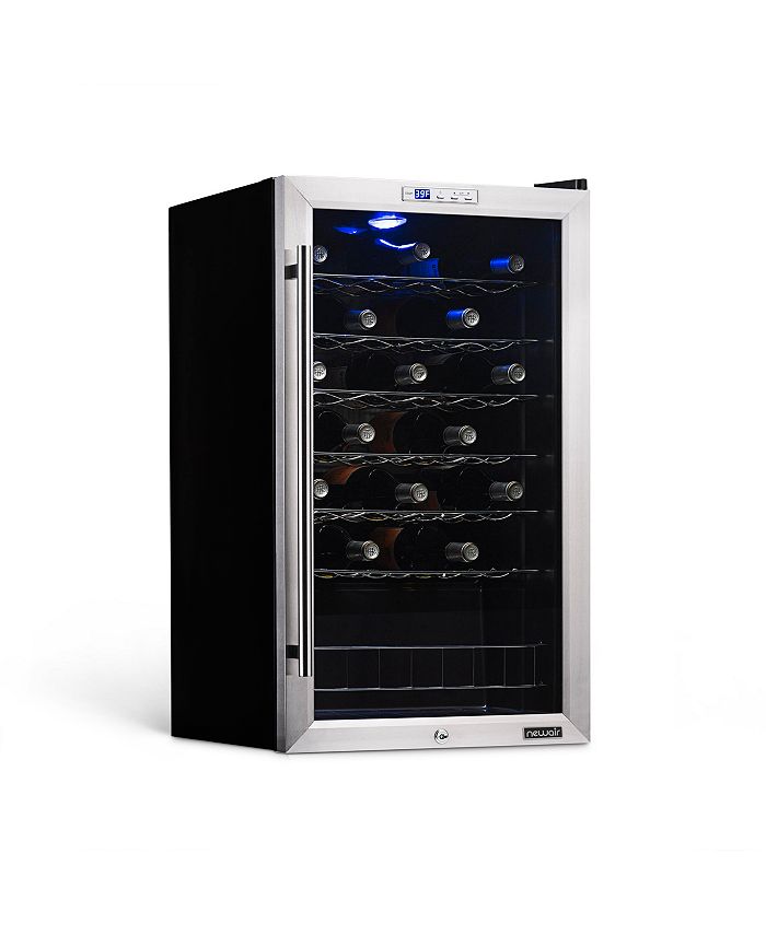 Newair Freestanding 33 Bottle Compressor Wine Fridge in Stainless Steel, Adjustable Chrome Racks