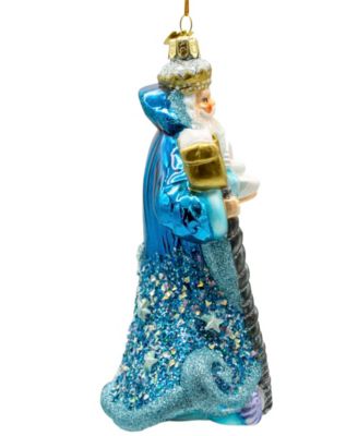 7" Bellissimo Glass Under The Sea Santa Ornament