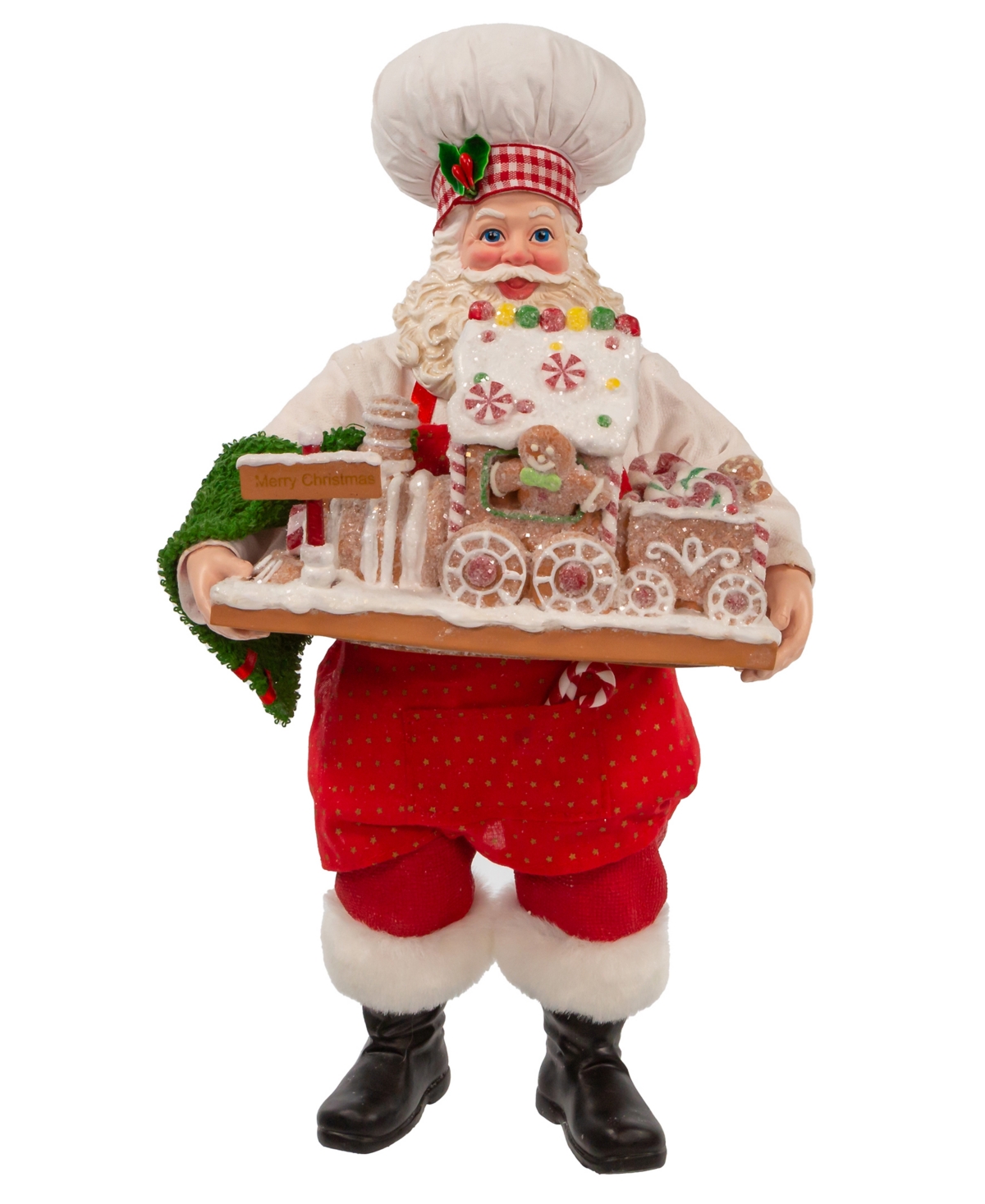 Kurt Adler Fabriche Santa with Gingerbread Train