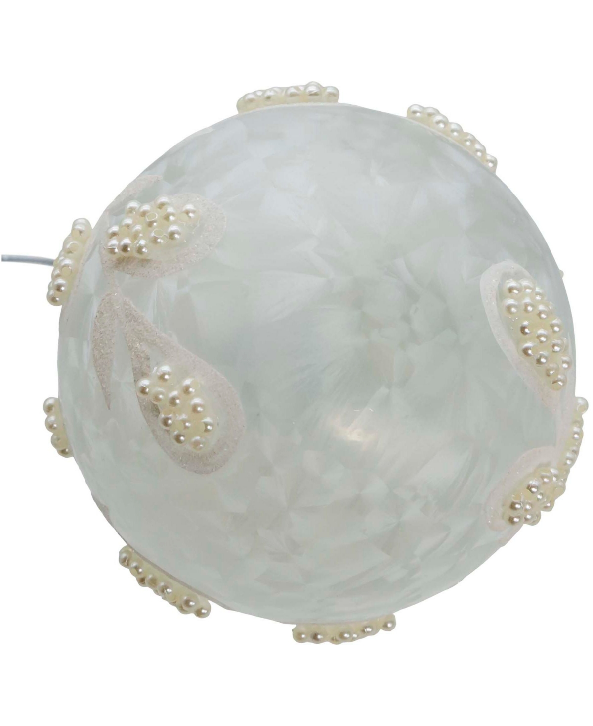 Kurt Adler 80mm Glass Imitation Pearl 6 Piece Ball Ornament Set In White