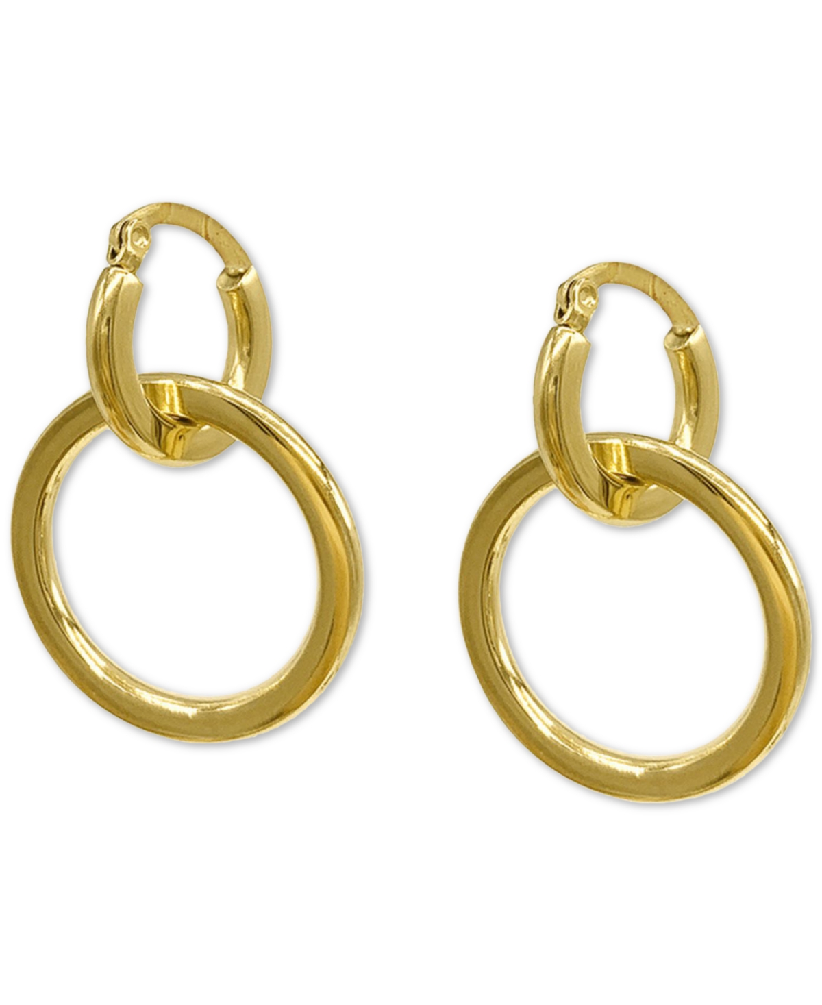 Dangle Hoops Earrings - Yellow Gold-Tone