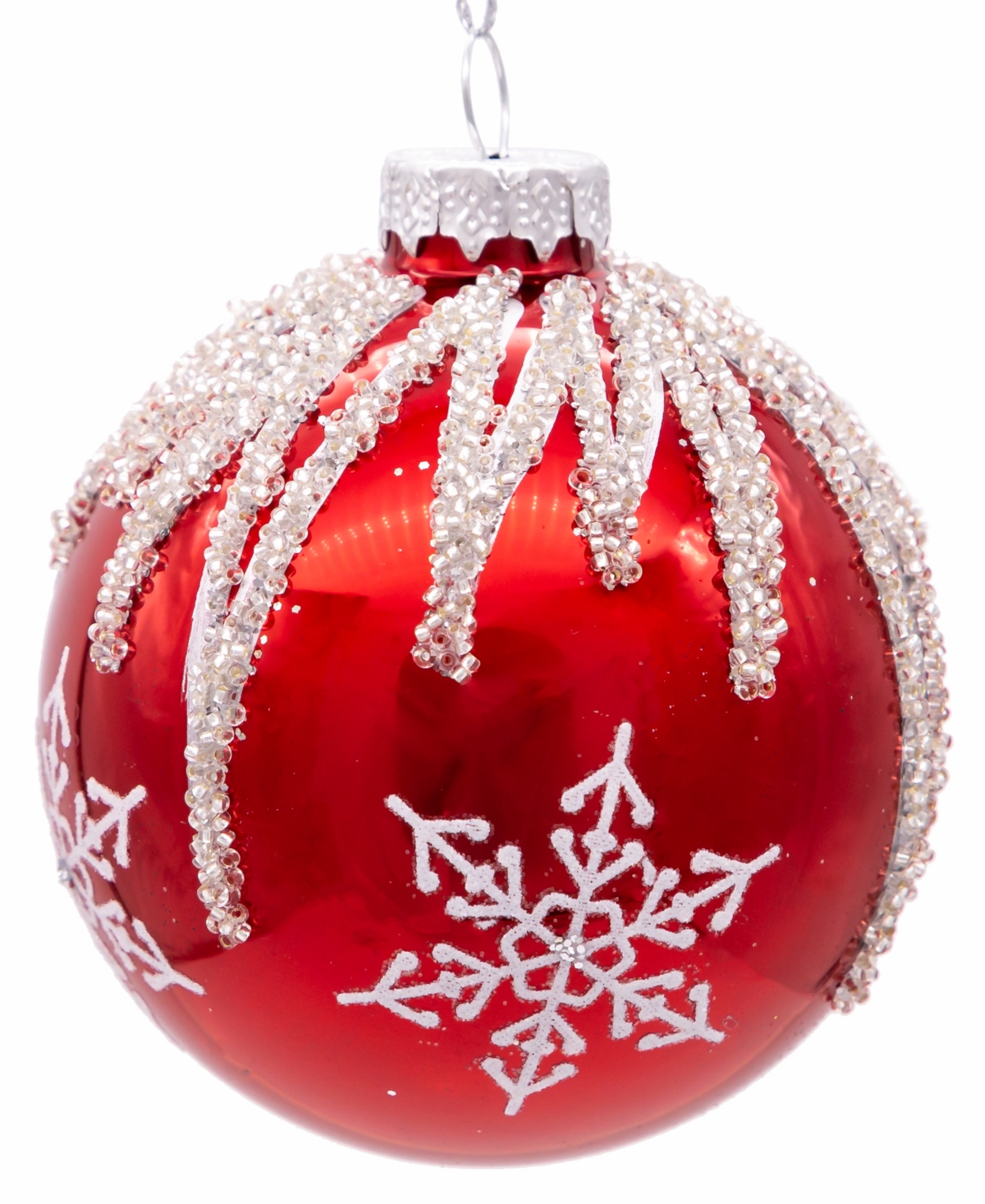 Kurt Adler 80mm Snowflake Ball Ornaments, 6 Piece Set In Red