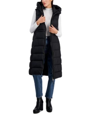 DKNY Jeans Women s Hooded Sleeveless Long Puffer Vest Macy s