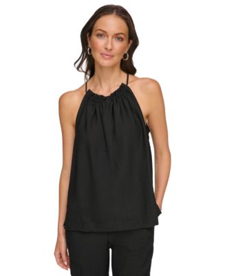 DKNY Women's Crinkled Halter Top - Macy's