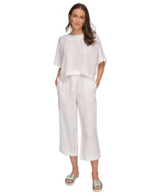 売れ筋商品|||ダナ キャラン ニューヨーク カットソー トップス レディース Linen Drop Shoulder Short Sleeve Top White DKNY Linen Drop Shoulder Short Sleeve Top - Macy's