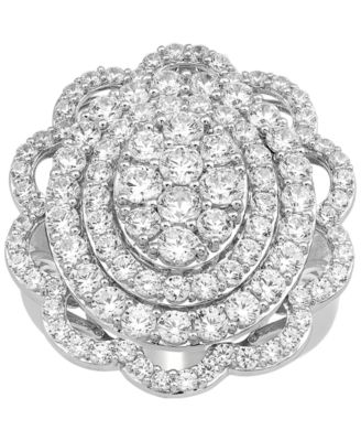 Macy's - Diamond Flower Cluster Ring (3 ct. t.w.) in 10k White Gold