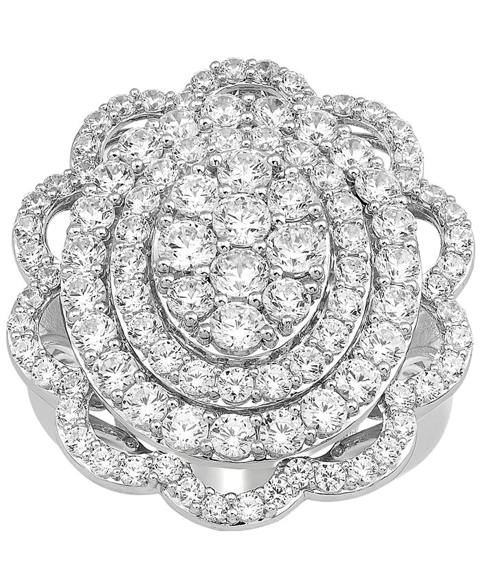 Macy's Diamond Flower Cluster Ring (3 ct. t.w.) in 10k White Gold Macy's
