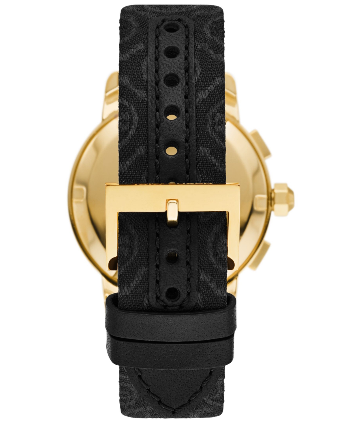 Women's Tory Goldtone, Monogram Jacquard & Leather Chronograph Watch In  Black