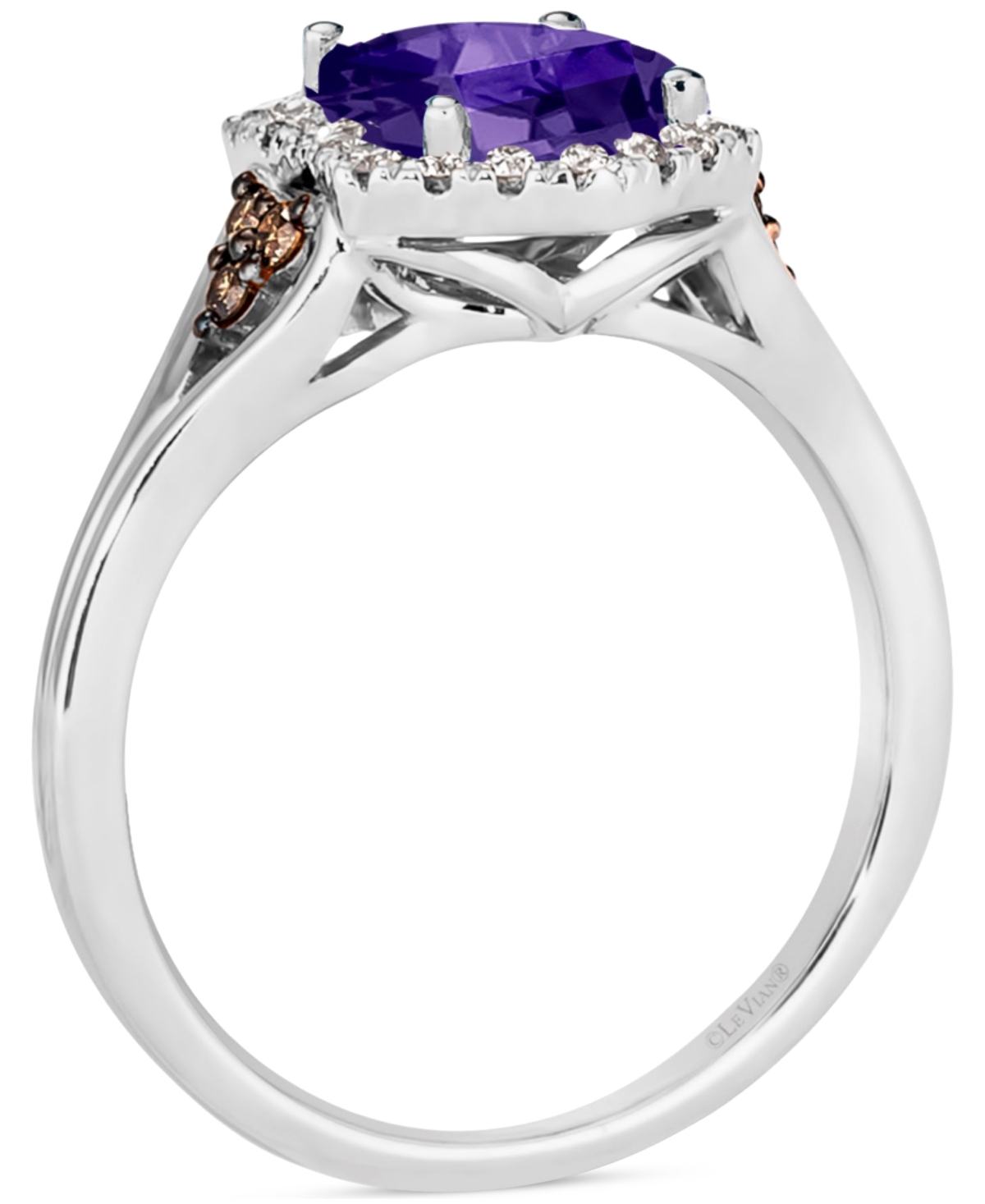 Le Vian Blueberry Tanzanite (1 ct. t.w.) & Diamond (1/3 ct. t.w.) Halo Ring in 14k White Gold - 14K Vanilla Gold Ring