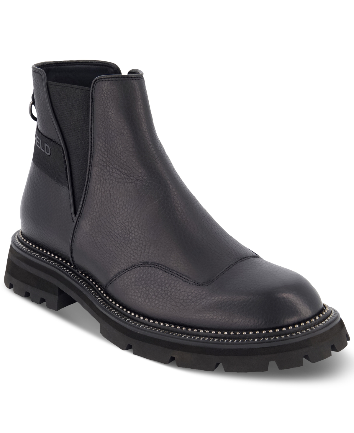 Men's Tumbled Leather Side-Zip Chelsea Boots - Black