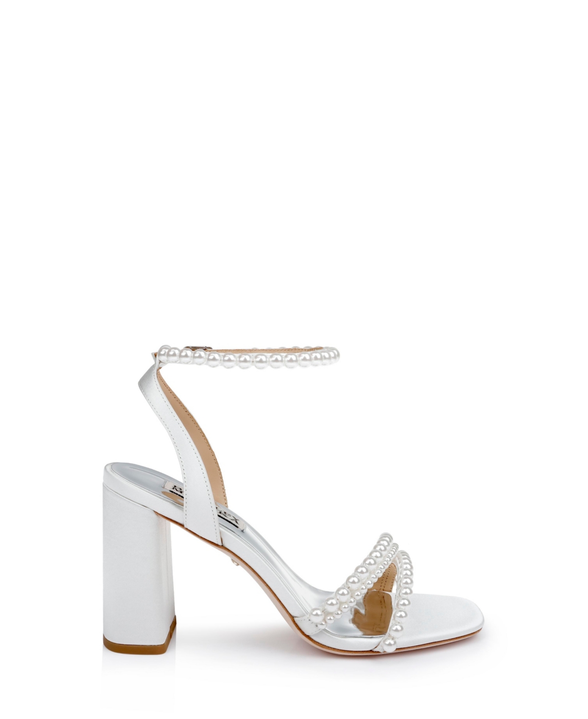 Badgley Mischka Women's Feisty Pearl Detail Block Heel Evening Sandals -Satin